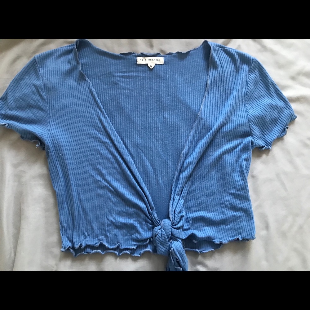 pacsun l.a. hearts blue tie top size small